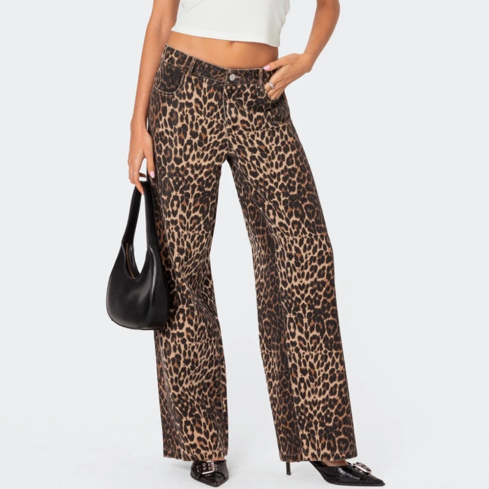 Leopard Printed Low Rise Jeans